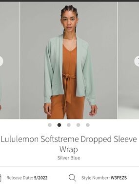 Lululemon Softstreme Dropped Sleeve Wrap - Silver Blue Oversized 4 (small flaw)